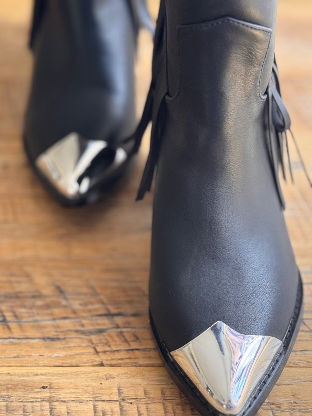 Lulu's Black Fringe Western Boots, Size 7.5 - Picture 7 of 9